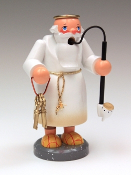 Preview: Räuchermann Petrus, 13 cm, weiß