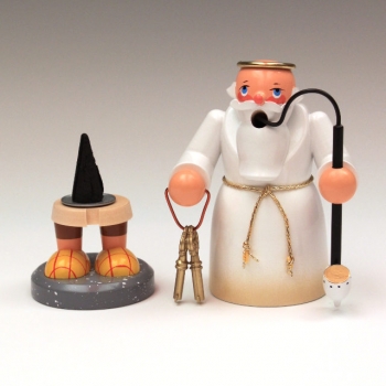 Preview: Räuchermann Petrus, 13 cm, weiß