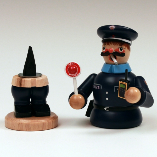 Räuchermann Polizist, 13 cm